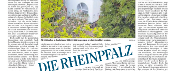 Auschnitt eines Zeitungsartikels der Rheinpfalz