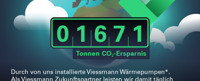 Als VIESSMANN Zukunftspartner haben wir bereits mit den von uns eingebauten Wärmepumpen 1671 Tonnen CO2 eingespart! (Stand Mai 2023)