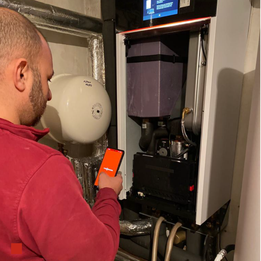 Die Inbetriebnahme dieser Wärmepumpe funktioniert über die Viessmann-App.